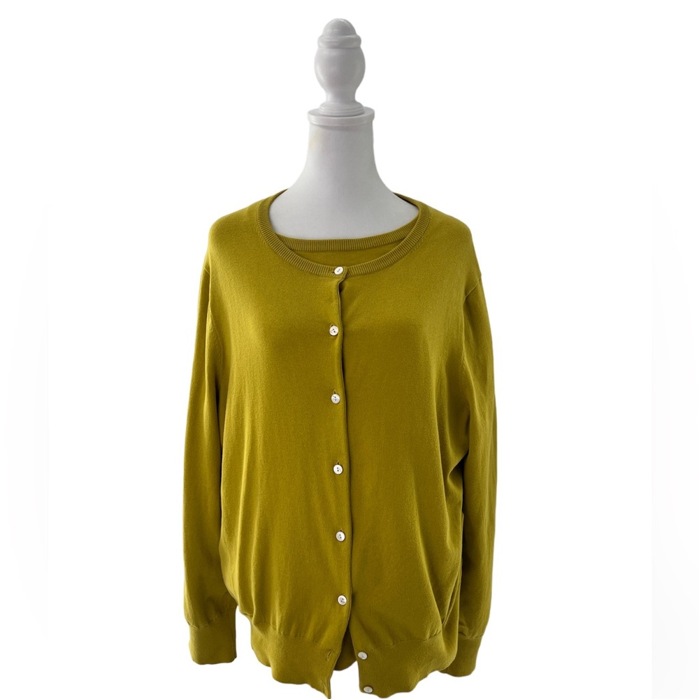 Lands' End Olive Green Button-Front Cardigan